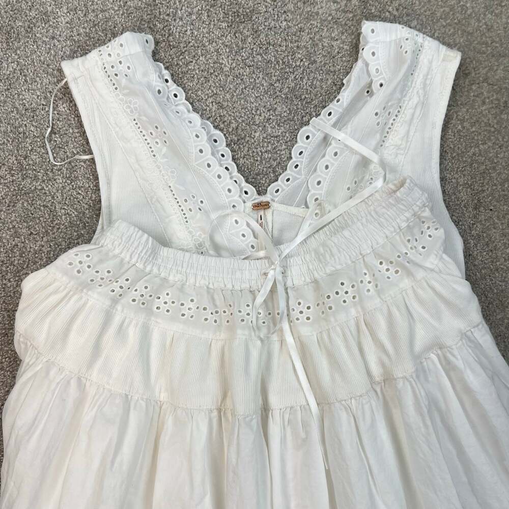 Free People Gesibelle Cotton Eyelet Tie Front Sleeveless Vest Maxi Skirt Set M - Picture 11 of 14